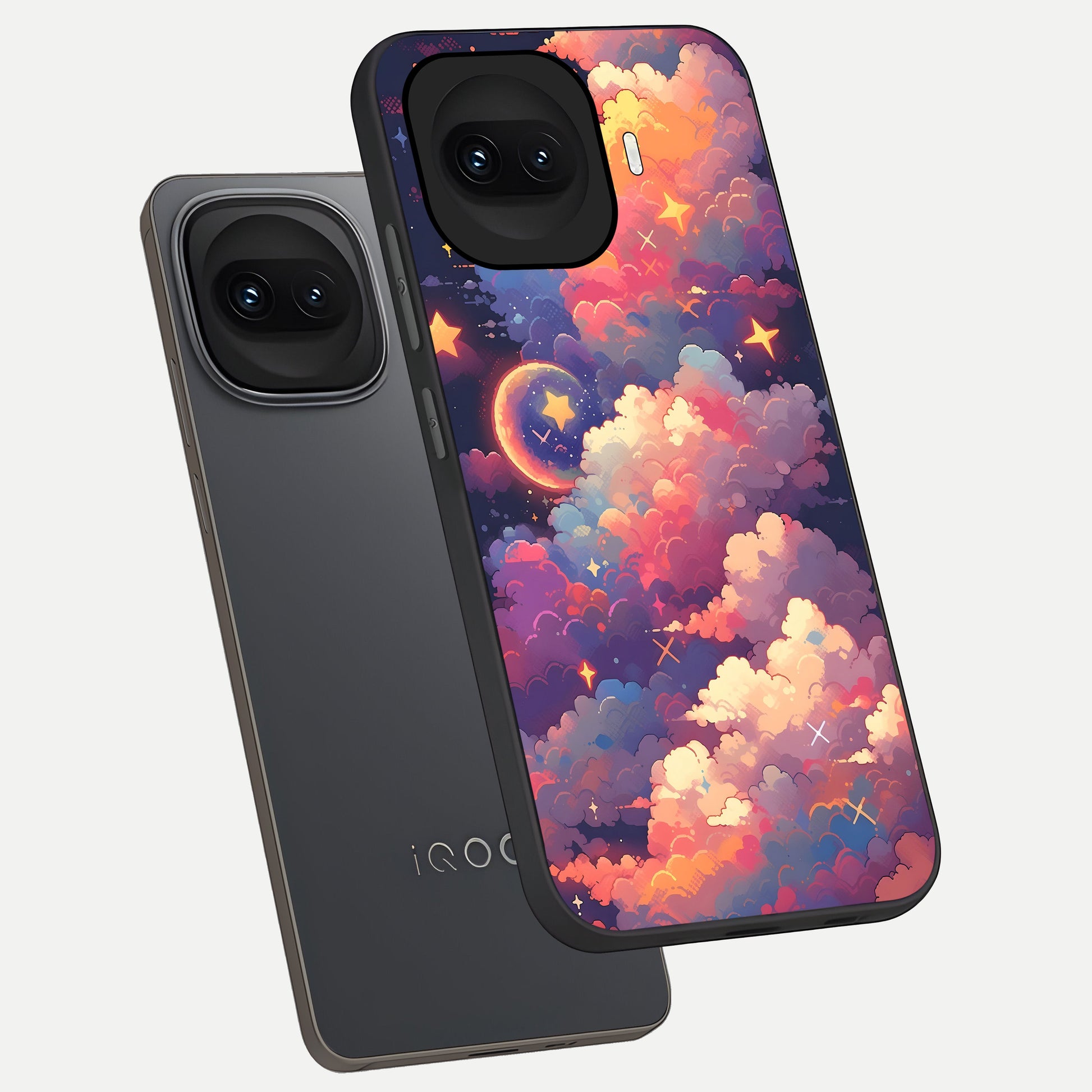  Starlit Dream Clouds phone case for iQOO 15R showing premium glass back cover with detailed artwork
