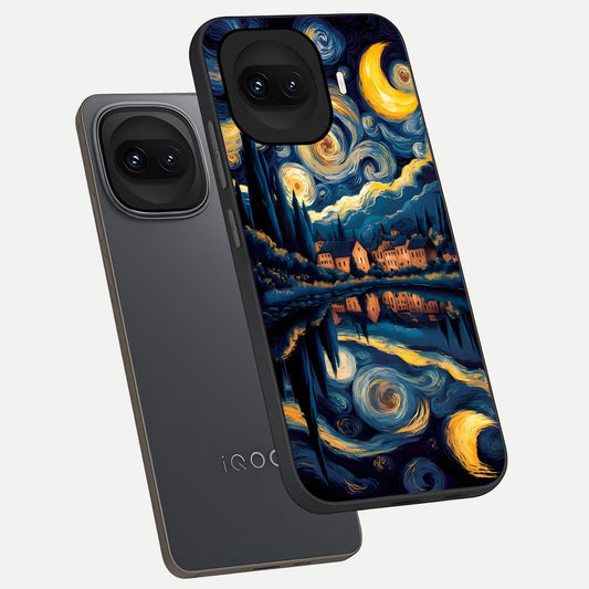  Starry Sky Serenity phone case for iQOO 15R showing premium glass back cover with detailed artwork