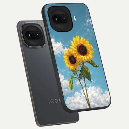  Sunlit Daisy Glow phone case for iQOO 15R showing premium glass back cover with detailed artwork