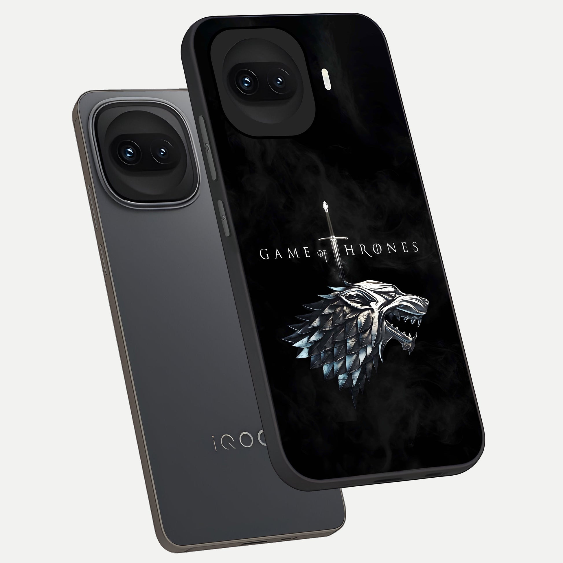 Throne Wolf Legacy phone case for iQOO 15R showing premium glass back cover with detailed artwork