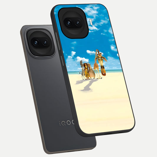  Tropical Fun Squad phone case for iQOO 15R showing premium glass back cover with detailed artwork