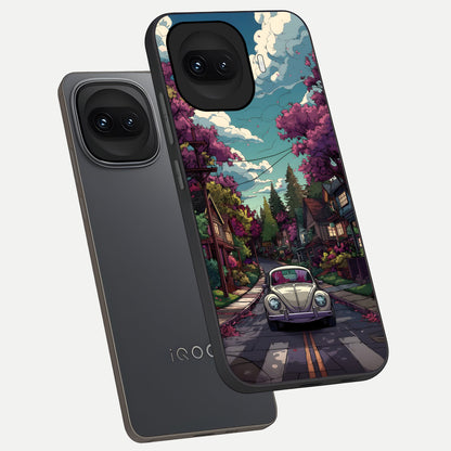  Vintage Street Drive phone case for iQOO 15R showing premium glass back cover with detailed artwork