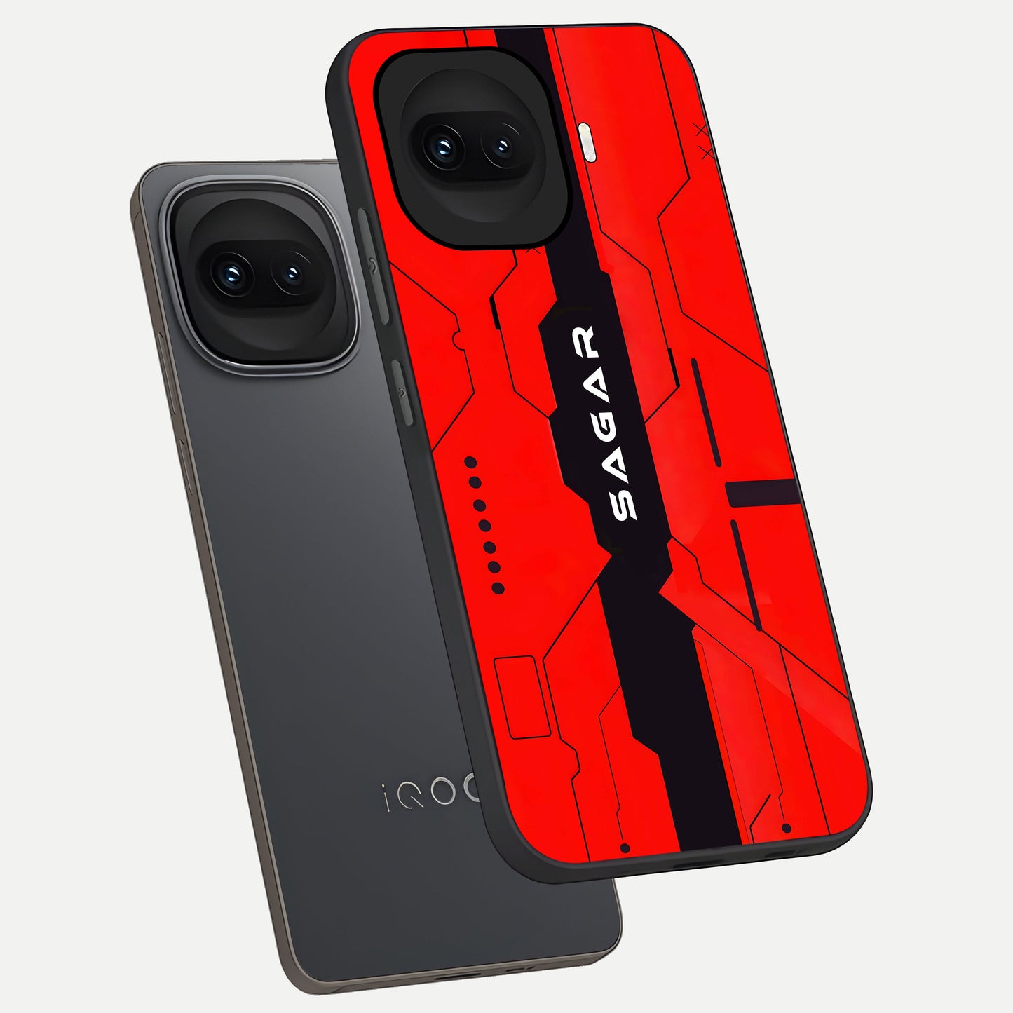  Voltage Rise CYBERPUNK Custom Name phone case for iQOO 15R showing premium custom name glass back cover