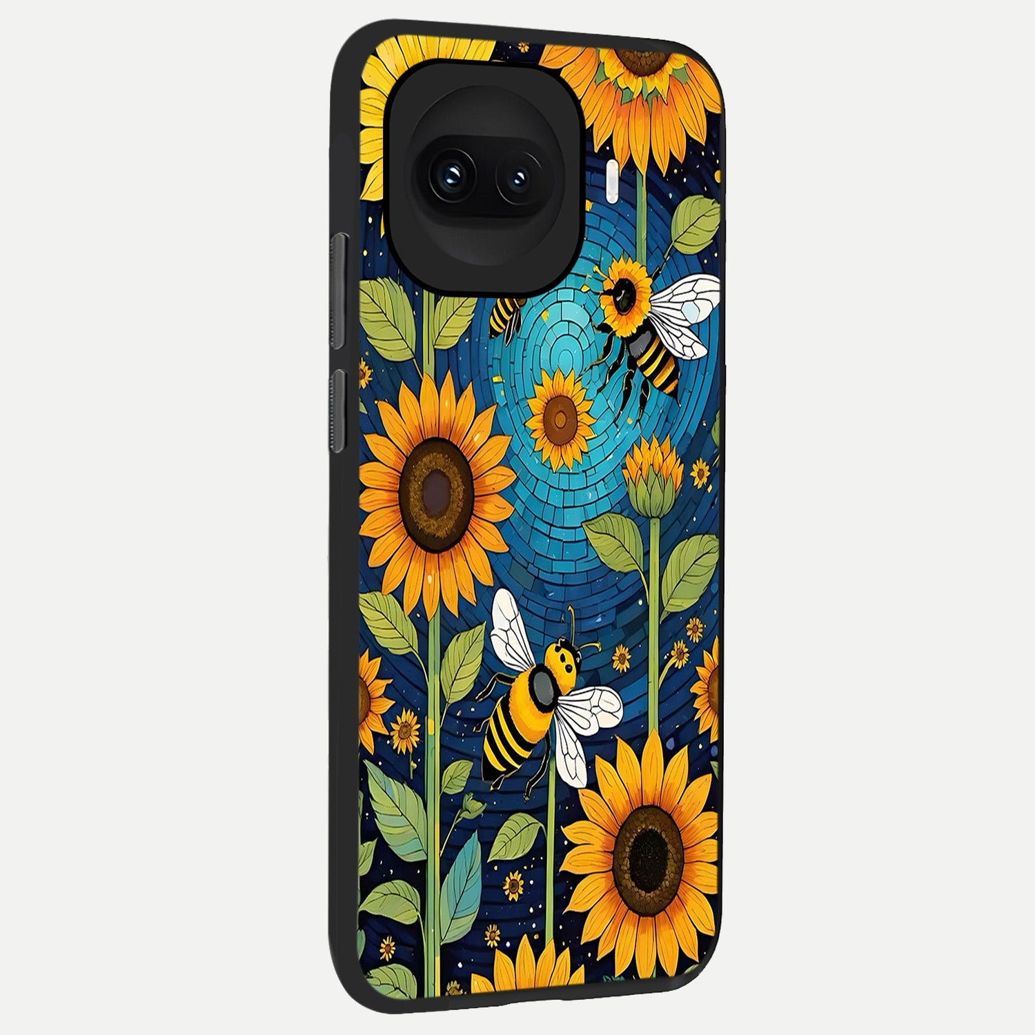  Bees And Sunflowers back cover for iQOO 15R slim fit glass case with vibrant aesthetic design