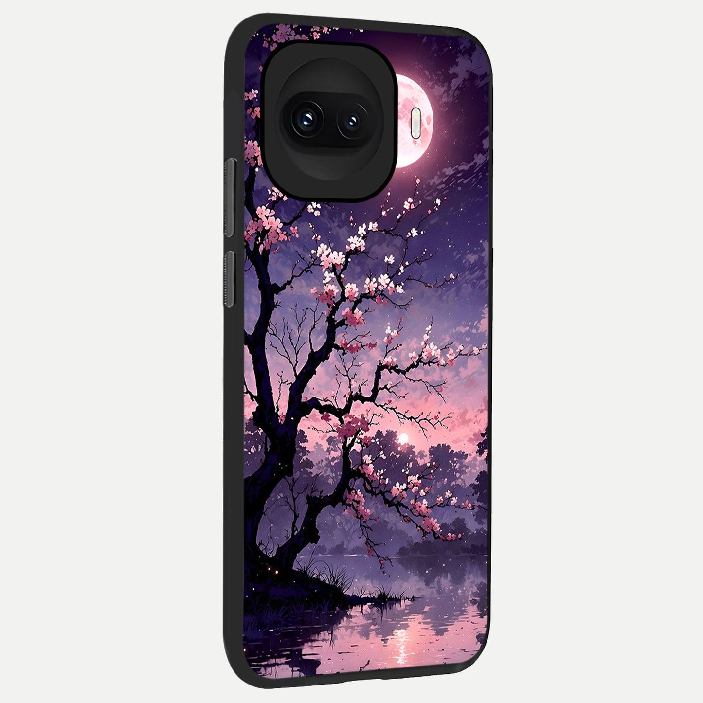  Blossom Pink Moon back cover for iQOO 15R slim fit glass case with vibrant aesthetic design