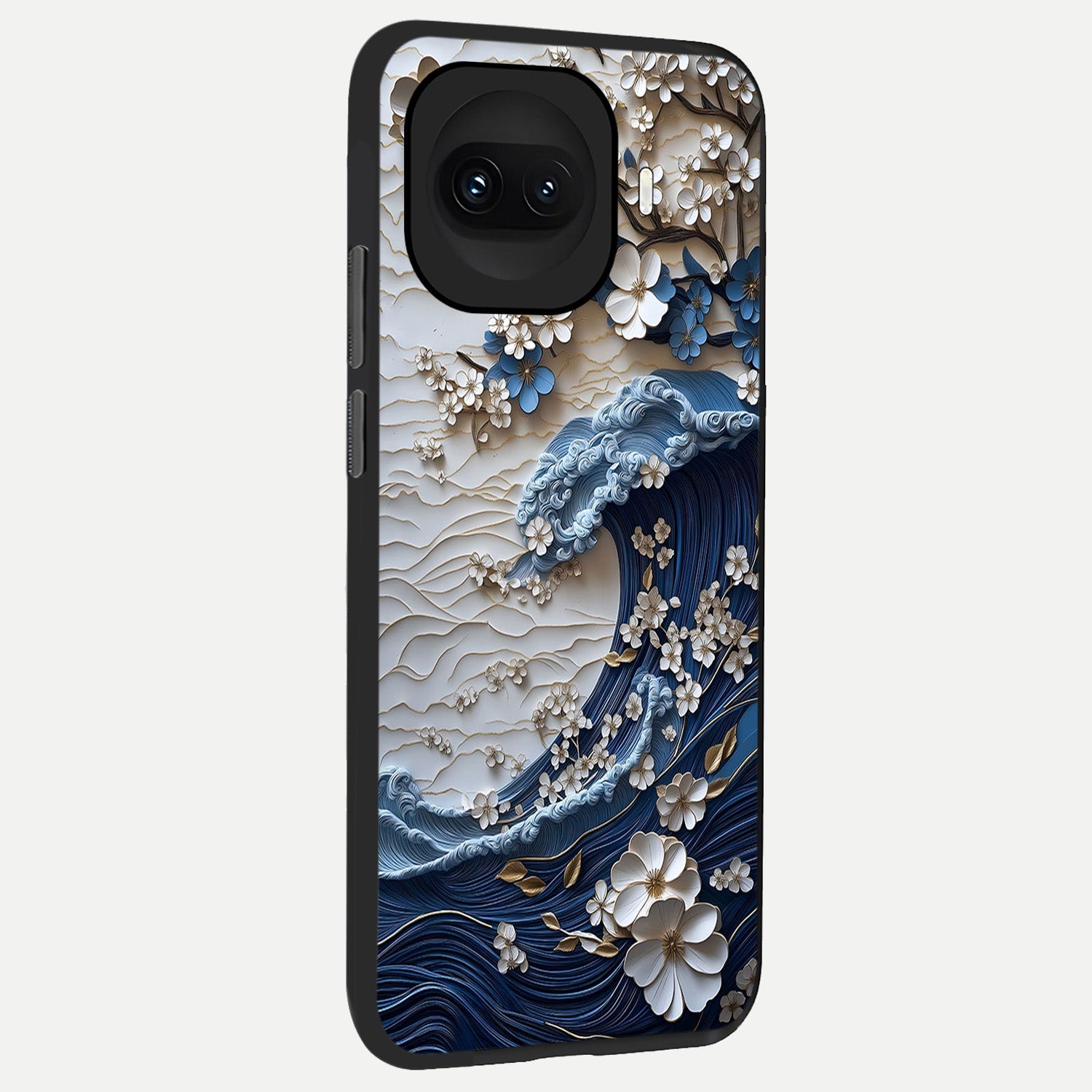  Blossom Wave Art back cover for iQOO 15R slim fit glass case with vibrant aesthetic design