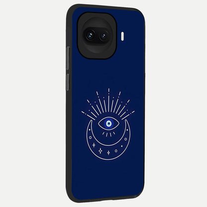  Blue Evil Eye back cover for iQOO 15R slim fit glass case with vibrant aesthetic design