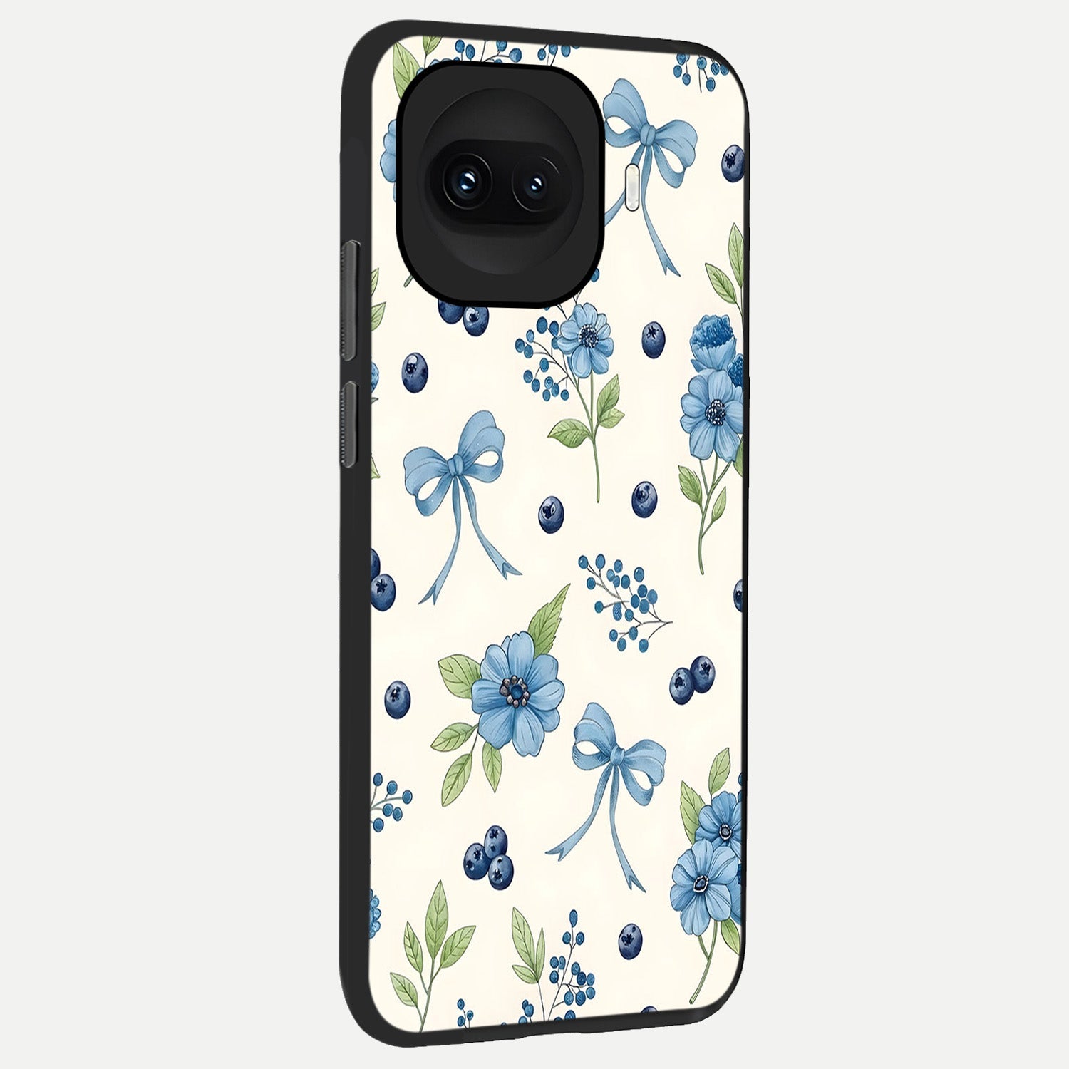  Blue Flower And Bow back cover for iQOO 15R slim fit glass case with vibrant aesthetic design