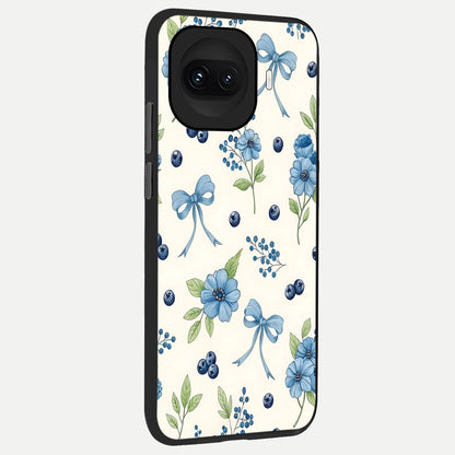  Blue Flower And Bow back cover for iQOO 15R slim fit glass case with vibrant aesthetic design