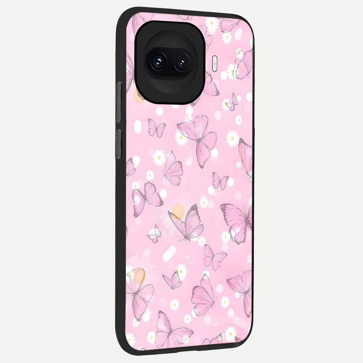  Blush Butterfly Garden back cover for iQOO 15R slim fit glass case with vibrant aesthetic design