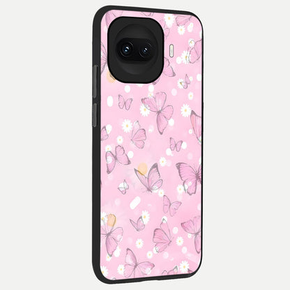  Blush Butterfly Garden back cover for iQOO 15R slim fit glass case with vibrant aesthetic design