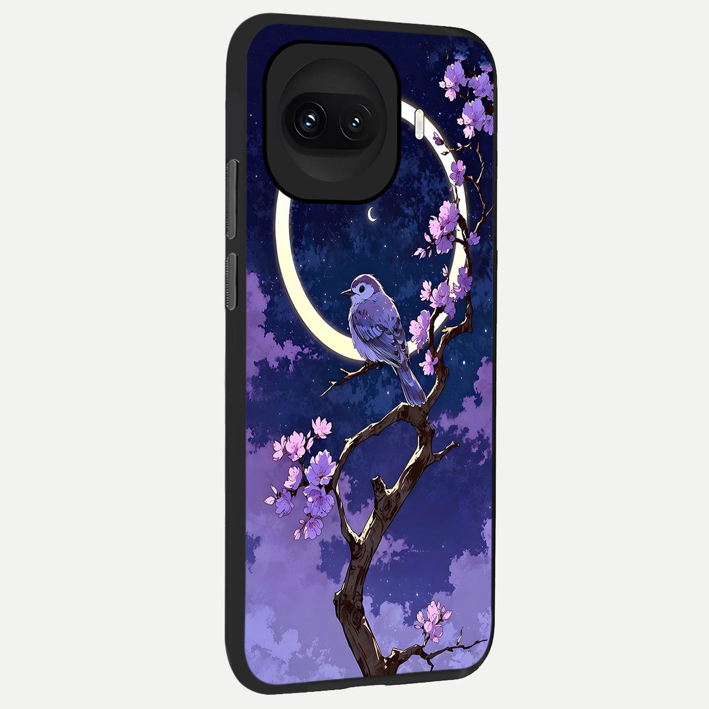  Celestial Bird Blossom back cover for iQOO 15R slim fit glass case with vibrant aesthetic design