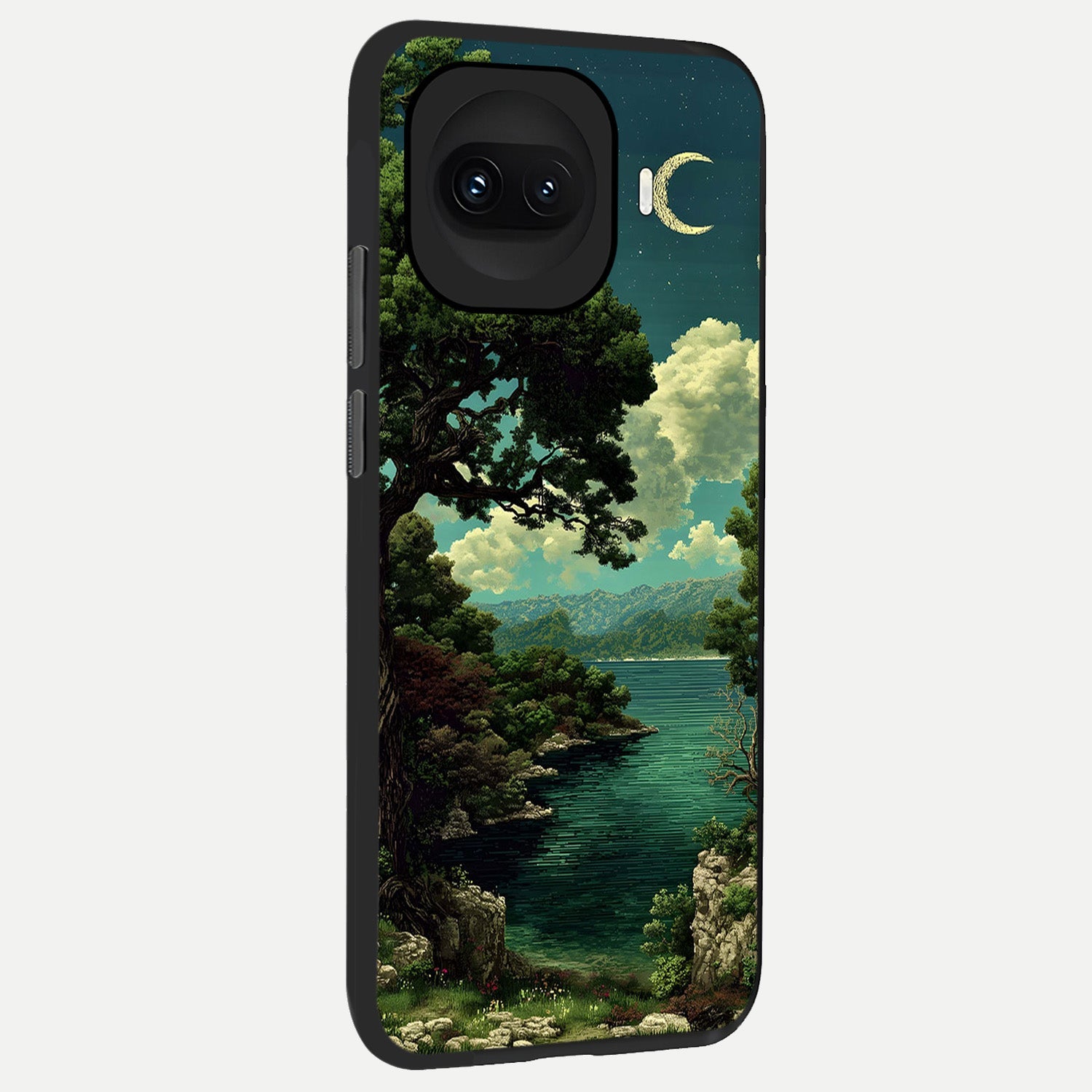  Celestial Lake Peace back cover for iQOO 15R slim fit glass case with vibrant aesthetic design