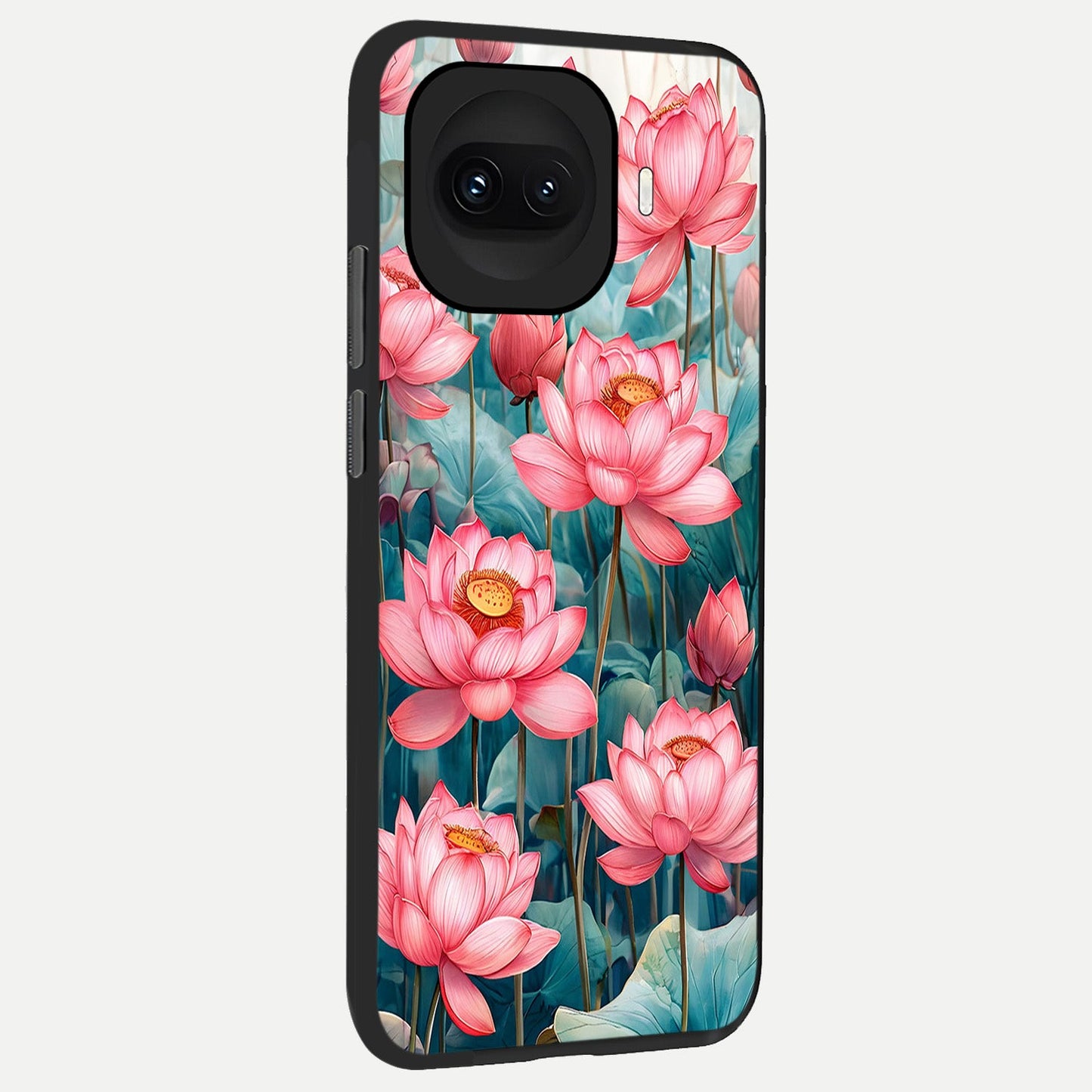  Celestial Pink Lotus back cover for iQOO 15R slim fit glass case with vibrant aesthetic design