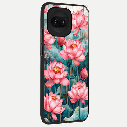  Celestial Pink Lotus back cover for iQOO 15R slim fit glass case with vibrant aesthetic design