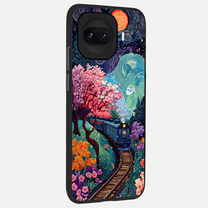  Celestial Train Journey back cover for iQOO 15R slim fit glass case with vibrant aesthetic design