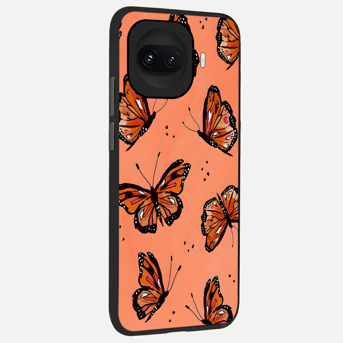  Coral Wing Butterfly back cover for iQOO 15R slim fit glass case with vibrant aesthetic design