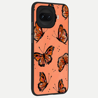  Coral Wing Butterfly back cover for iQOO 15R slim fit glass case with vibrant aesthetic design