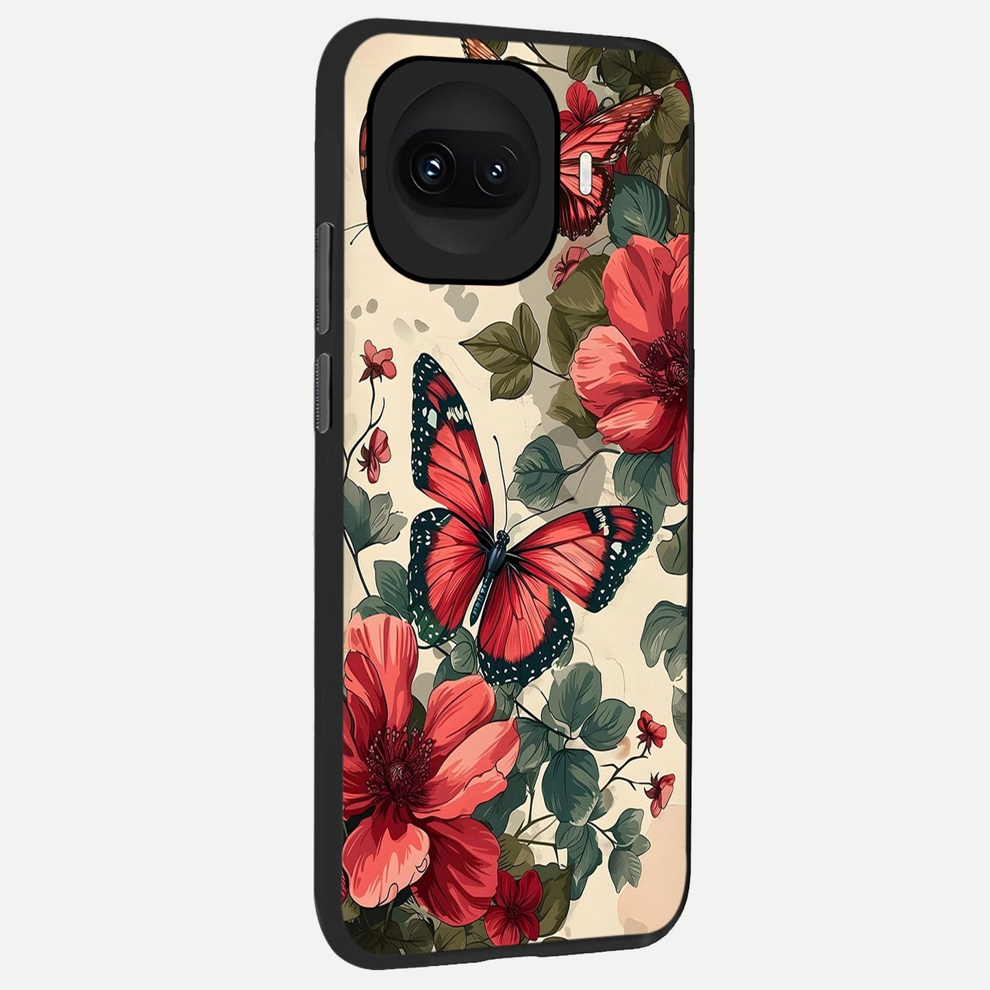  Crimson Butterfly Garden back cover for iQOO 15R slim fit glass case with vibrant aesthetic design