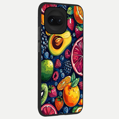  Cute Fruits Art back cover for iQOO 15R slim fit glass case with vibrant aesthetic design