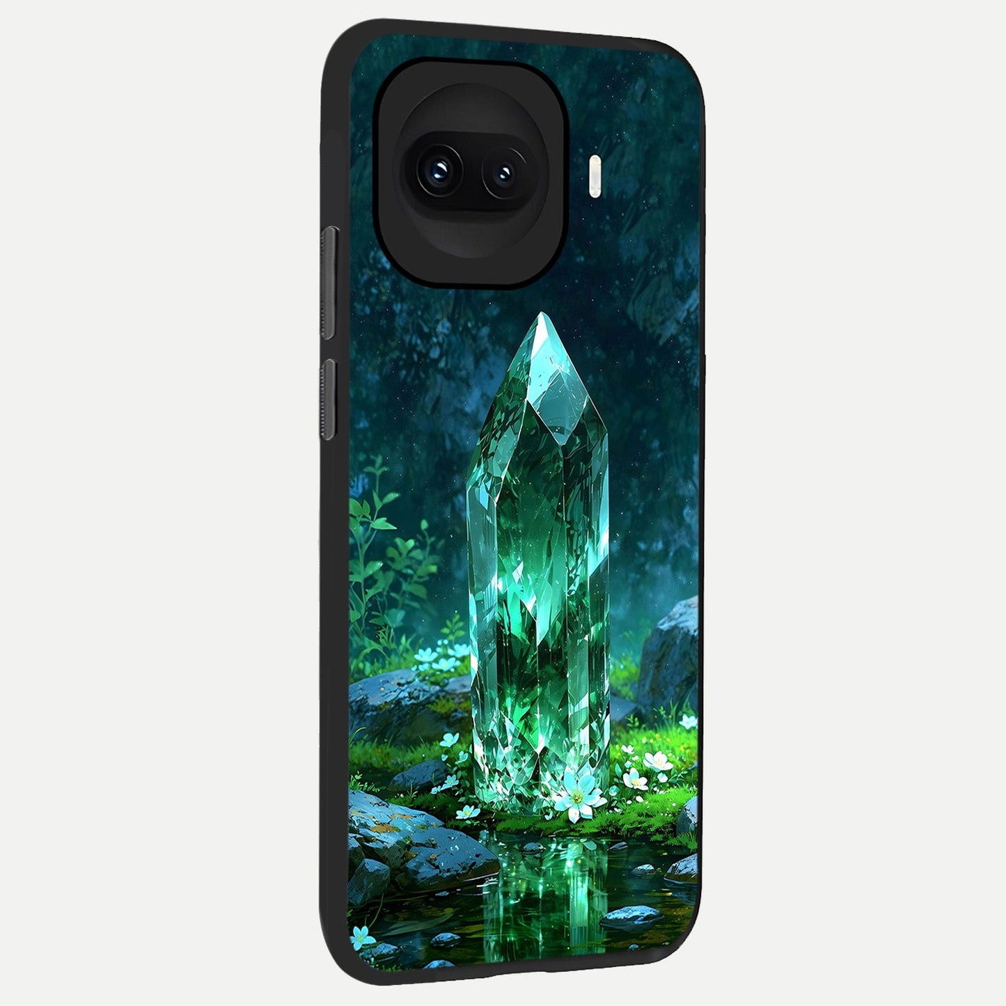  Emerald Light Crystal back cover for iQOO 15R slim fit glass case with vibrant aesthetic design