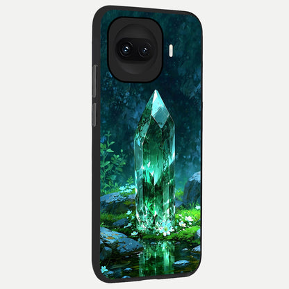  Emerald Light Crystal back cover for iQOO 15R slim fit glass case with vibrant aesthetic design