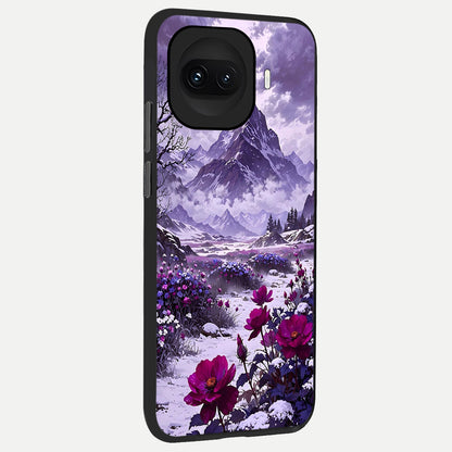  Flower Mountain View back cover for iQOO 15R slim fit glass case with vibrant aesthetic design