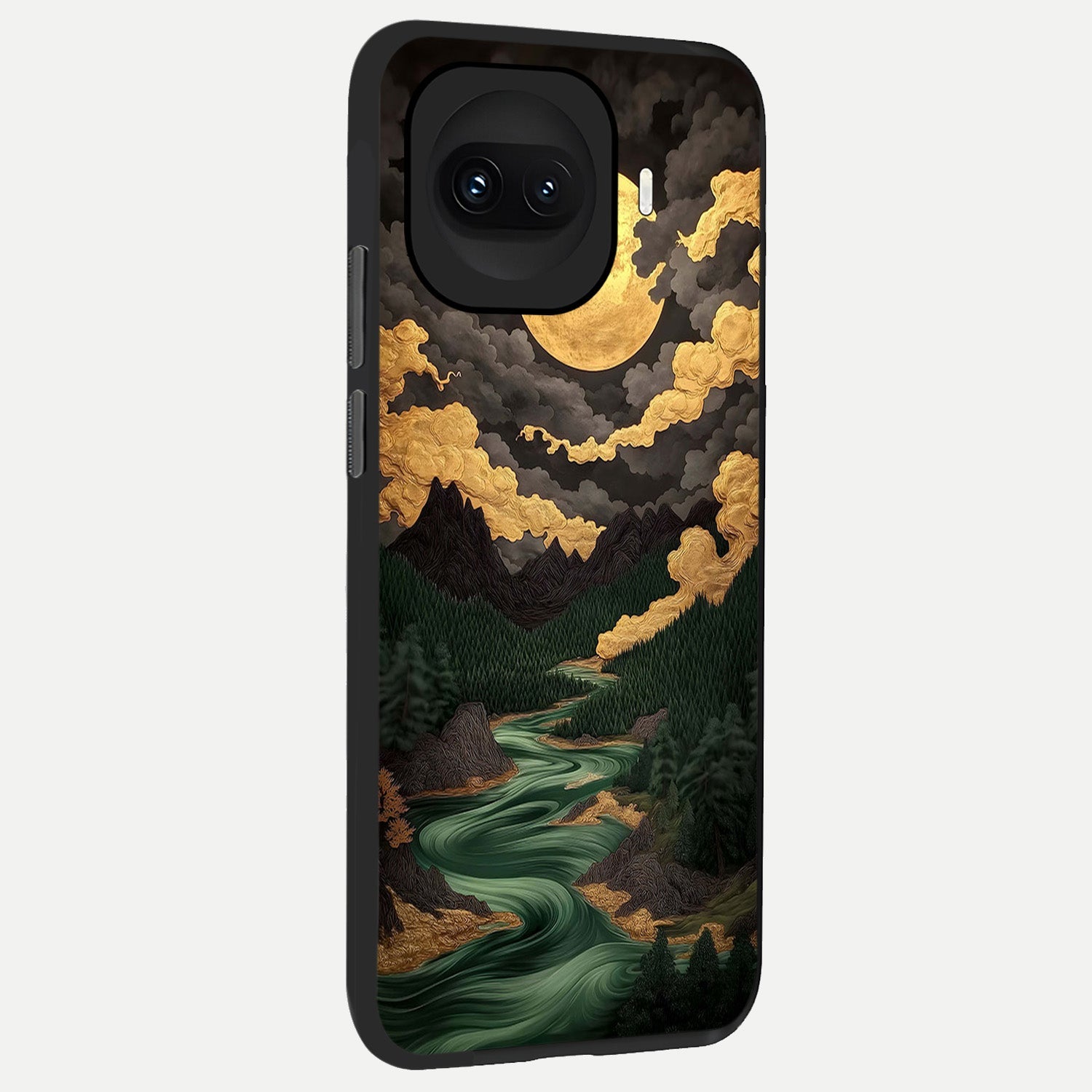 Golden River Moon back cover for iQOO 15R slim fit glass case with vibrant aesthetic design