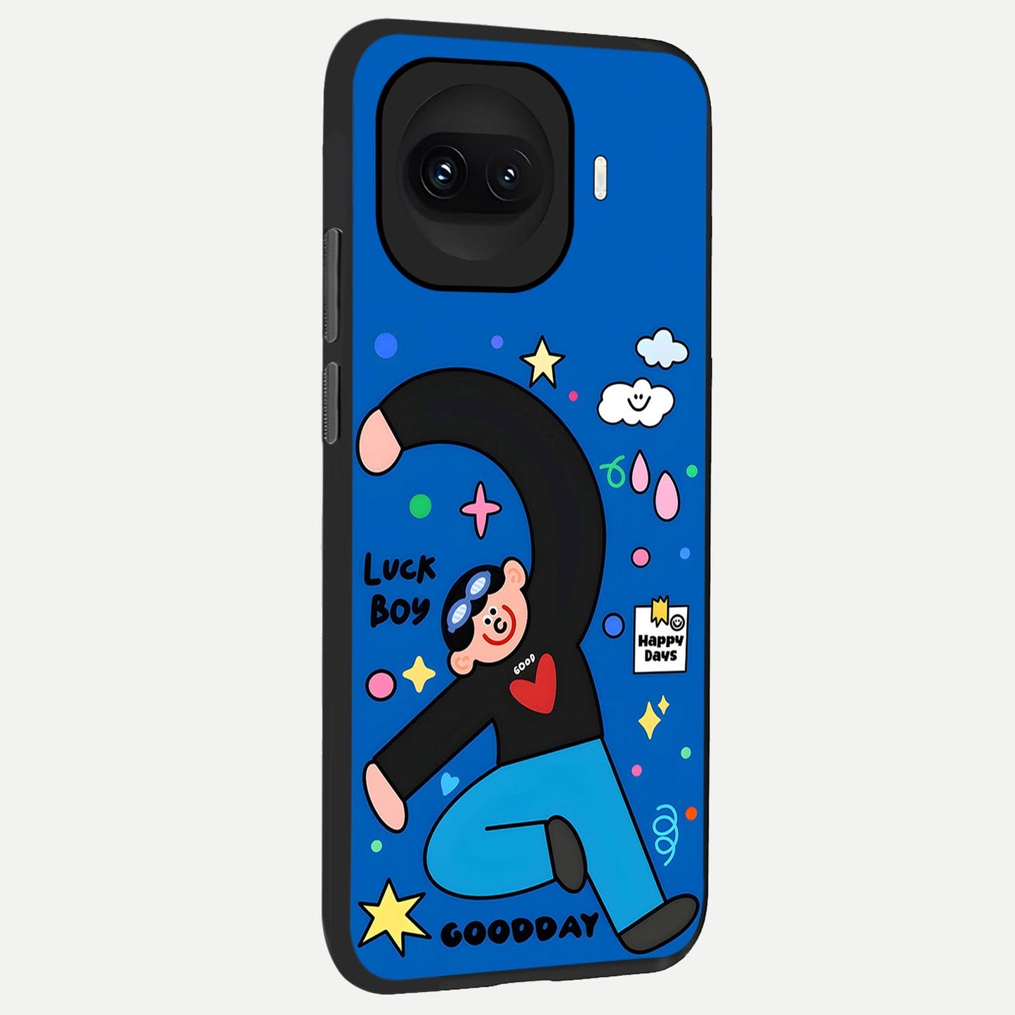  Happy Luck Vibe back cover for iQOO 15R slim fit glass case with vibrant aesthetic design