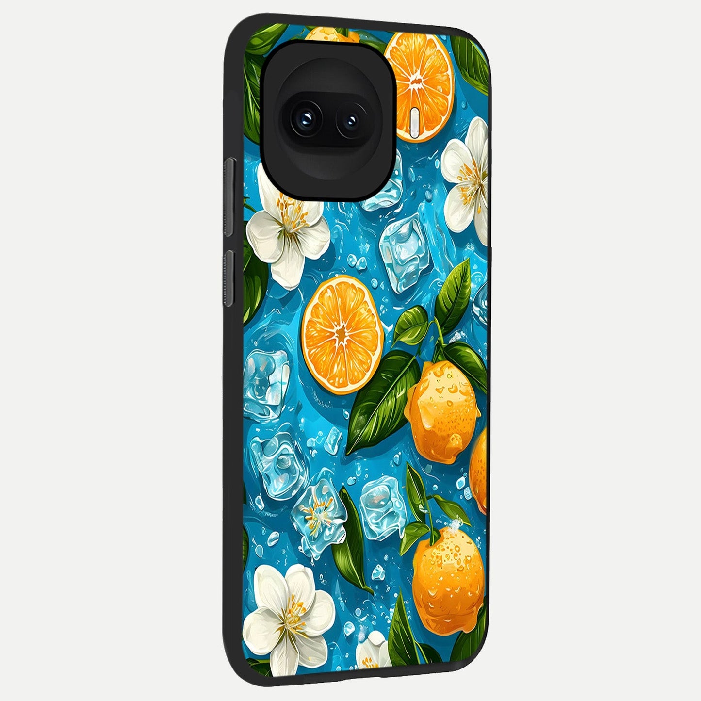  Ice Cube With Orange back cover for iQOO 15R slim fit glass case with vibrant aesthetic design