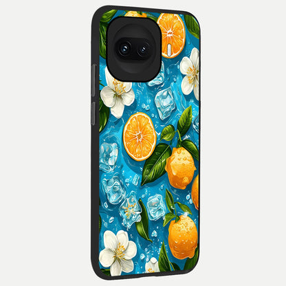  Ice Cube With Orange back cover for iQOO 15R slim fit glass case with vibrant aesthetic design