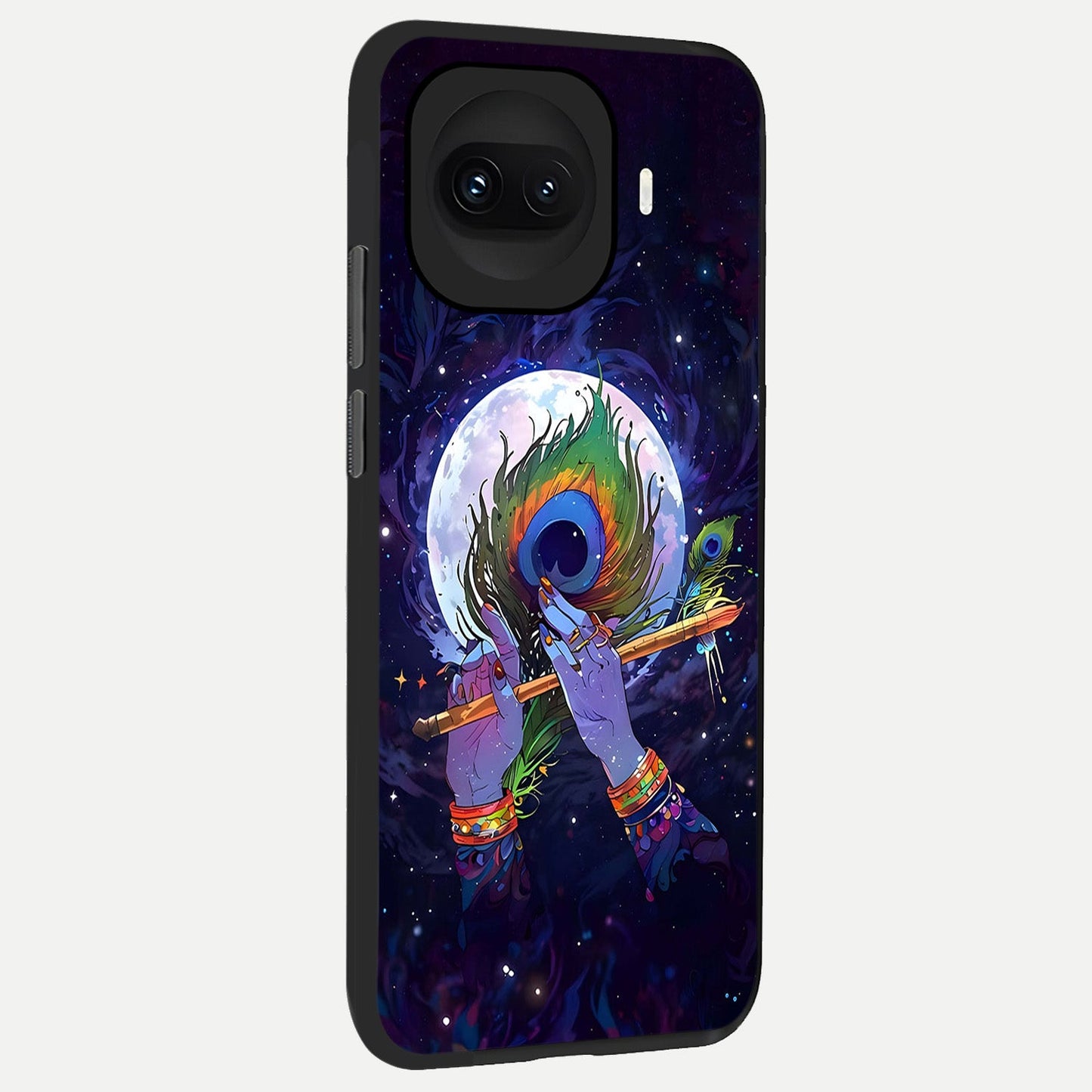  Krishna Hands Art back cover for iQOO 15R slim fit glass case with vibrant aesthetic design