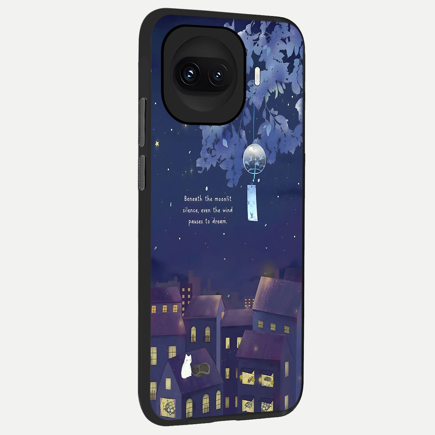  Moonlit Cat Silence back cover for iQOO 15R slim fit glass case with vibrant aesthetic design