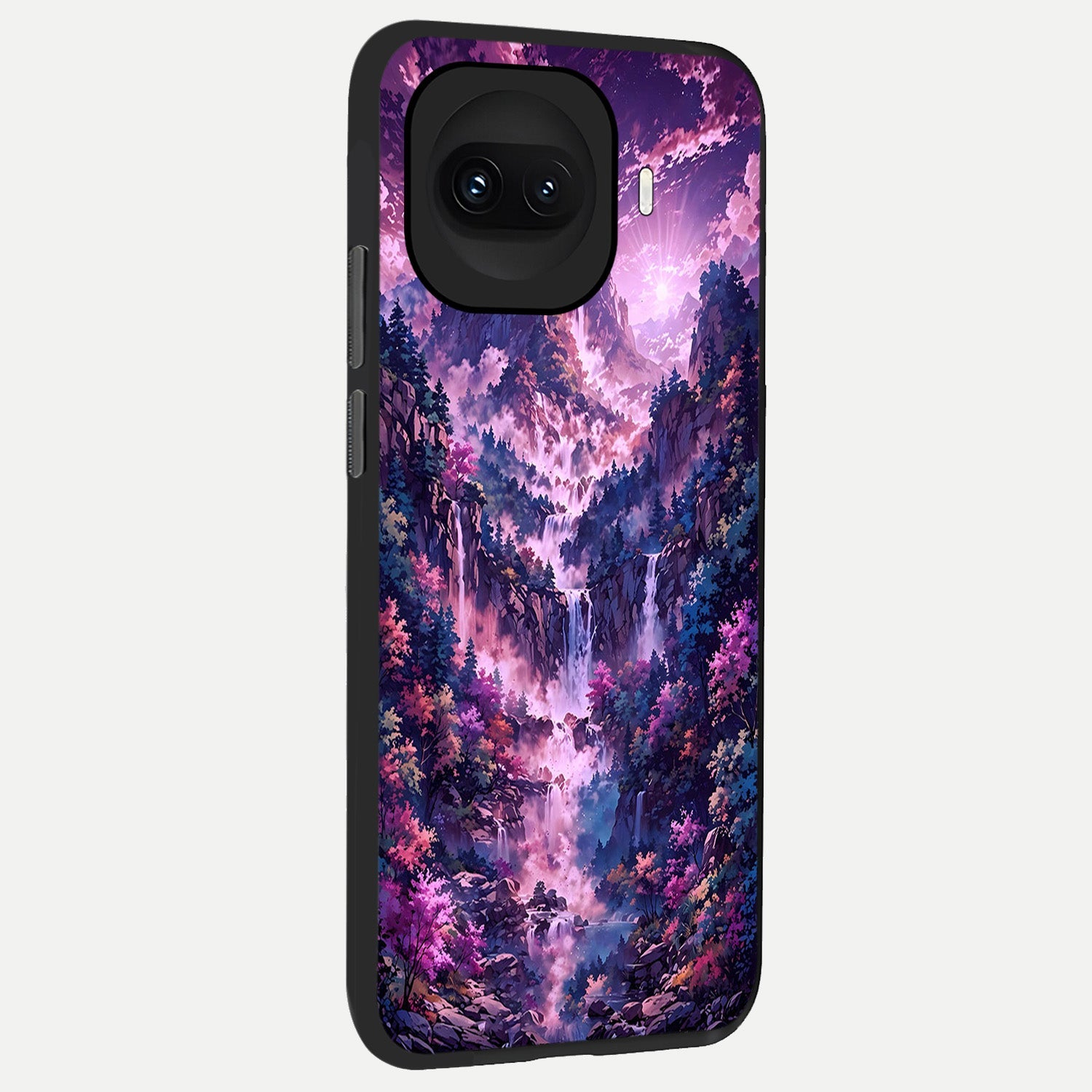  Mystic Cascade Peaks back cover for iQOO 15R slim fit glass case with vibrant aesthetic design