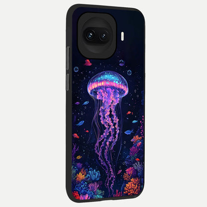  Neon Jellyfish back cover for iQOO 15R slim fit glass case with vibrant aesthetic design