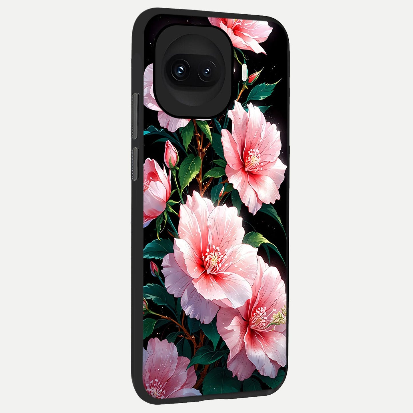  Peach Flower back cover for iQOO 15R slim fit glass case with vibrant aesthetic design