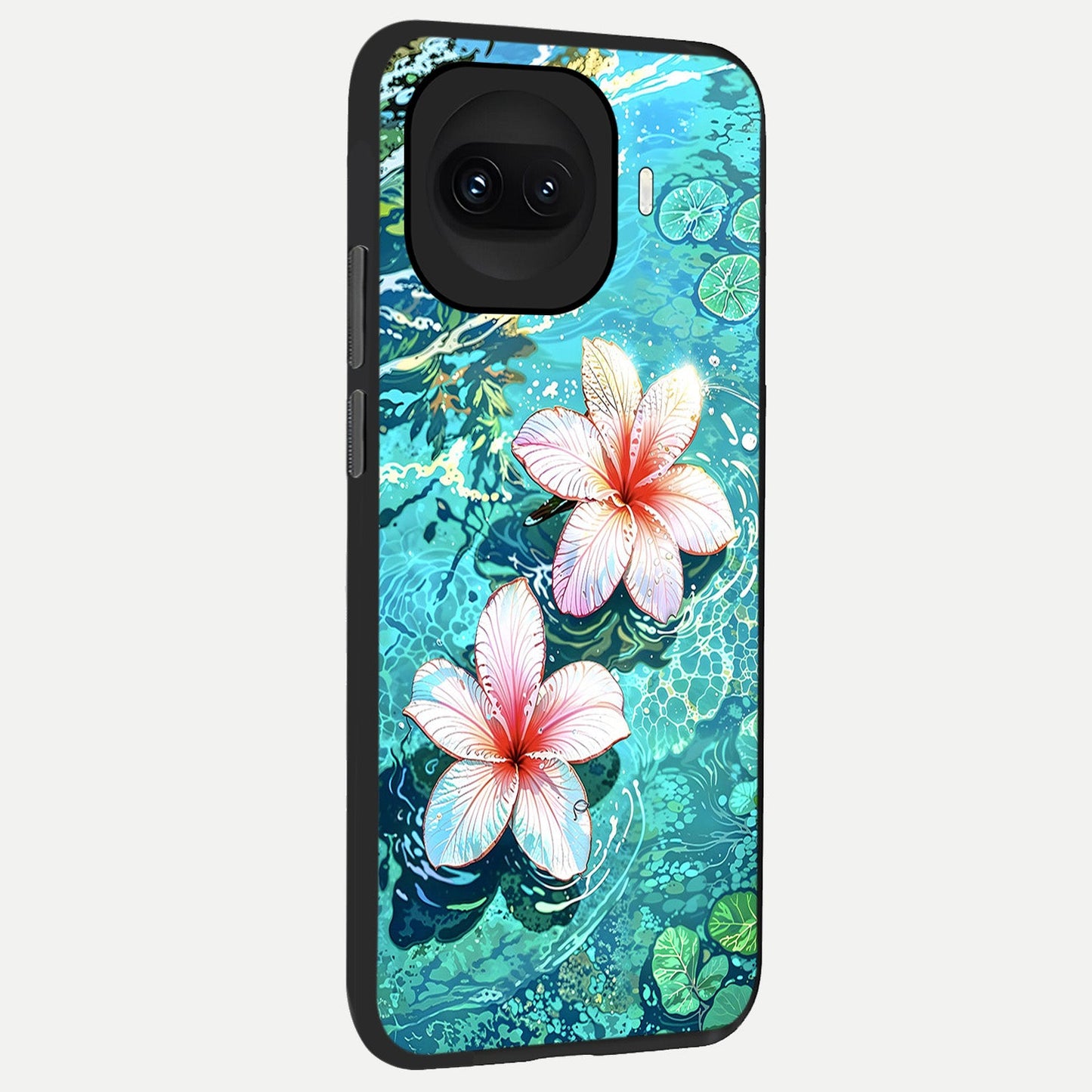  Pink Flowers in Water back cover for iQOO 15R slim fit glass case with vibrant aesthetic design