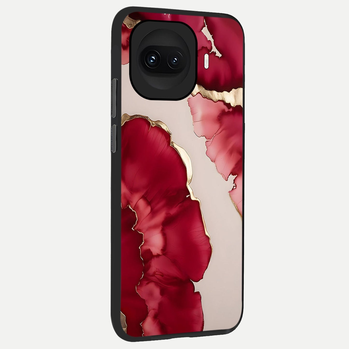  Pink And White Marble back cover for iQOO 15R slim fit glass case with vibrant aesthetic design