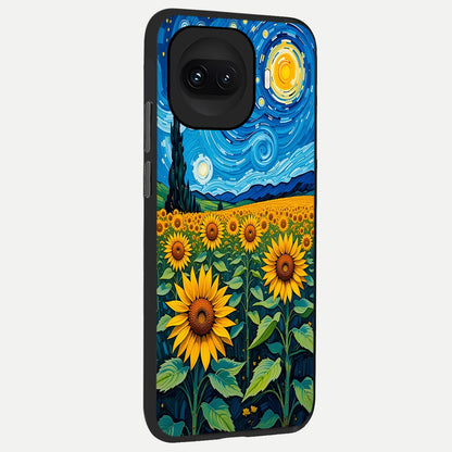 Starry Sunflower Dreams back cover for iQOO 15R slim fit glass case with vibrant aesthetic design