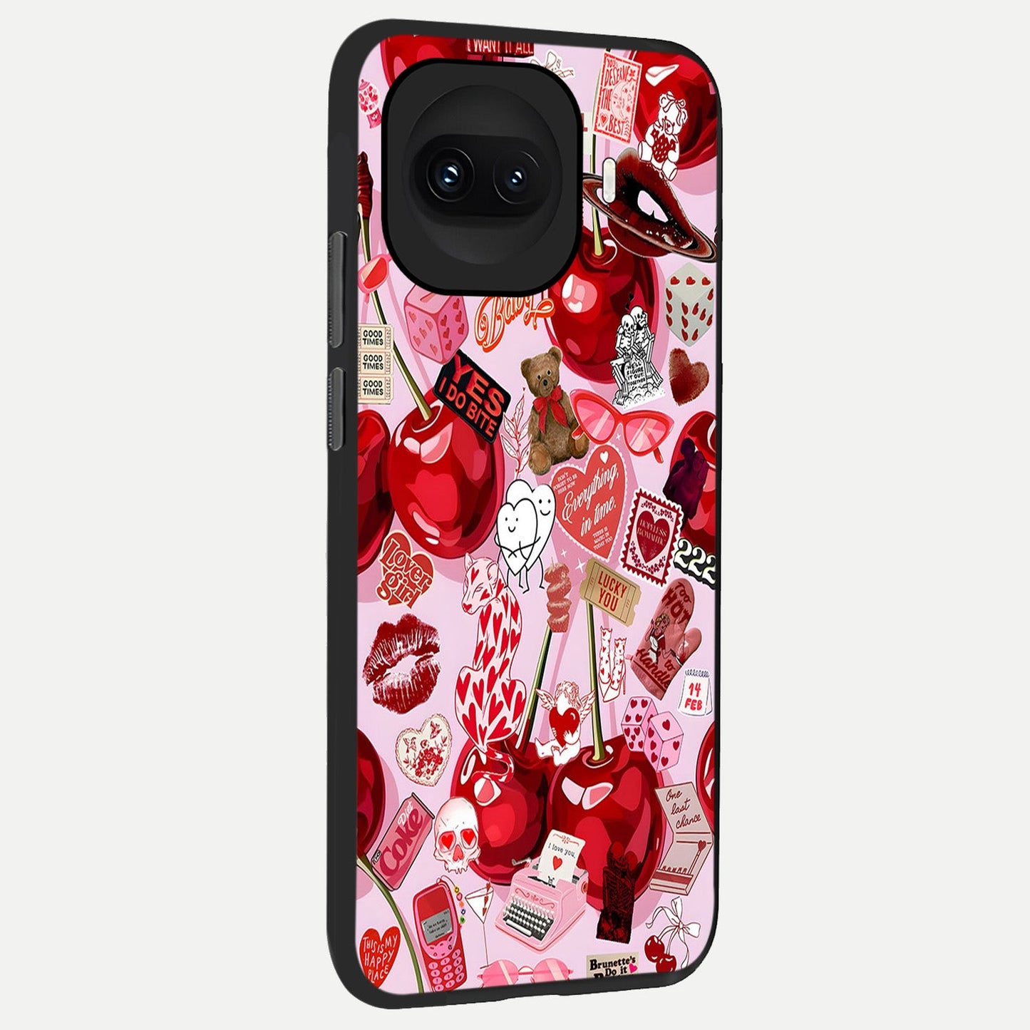  Sweet Cherry Chaos back cover for iQOO 15R slim fit glass case with vibrant aesthetic design