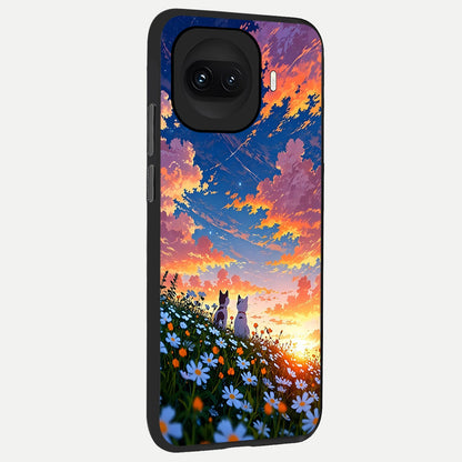  Two Cats Friends back cover for iQOO 15R slim fit glass case with vibrant aesthetic design