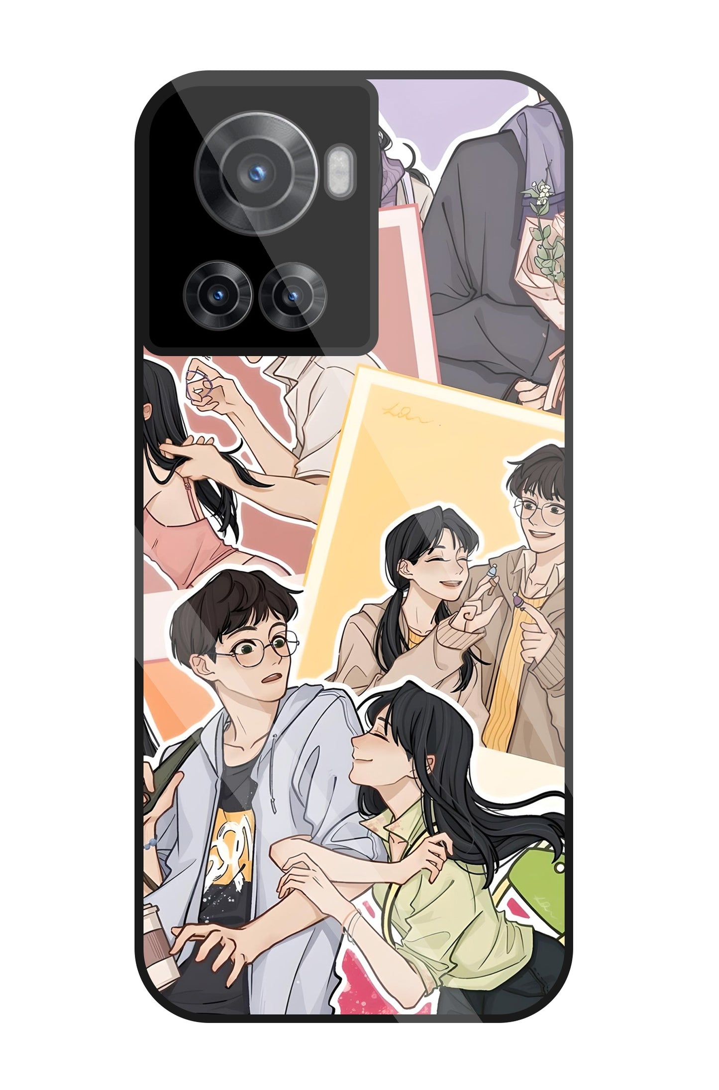 Korean Couples Glass Case For OnePlus 10R
