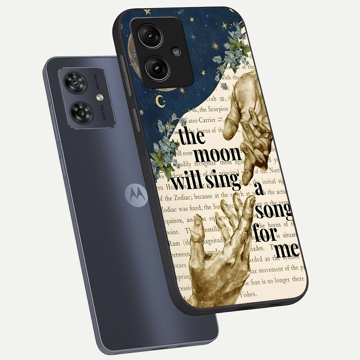  Aesthetic Divine phone case For Moto G54 showing premium glass back cover with detailed artwork