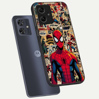  Aesthetic Spider phone case For Moto G54 showing premium glass back cover with detailed artwork