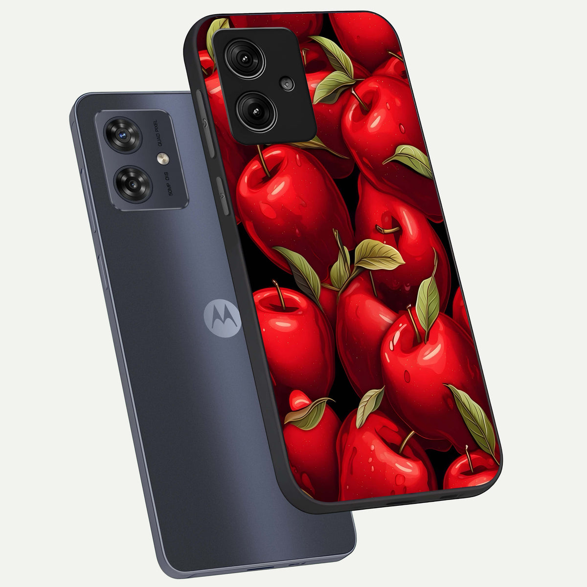  Apple Pattern phone case For Moto G54 showing premium glass back cover with detailed artwork