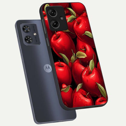  Apple Pattern phone case For Moto G54 showing premium glass back cover with detailed artwork