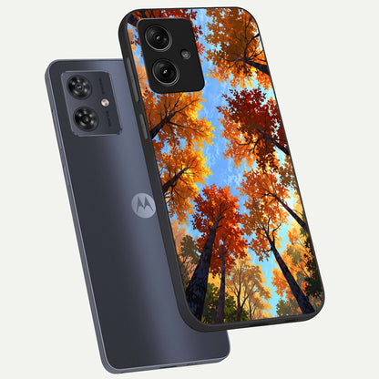 Autumn Sky Rise phone case For Moto G54 showing premium glass back cover with detailed artwork
