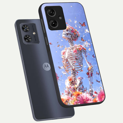  Bloom Beyond Bones phone case For Moto G54 showing premium glass back cover with detailed artwork