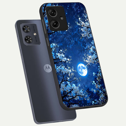  Blossom Moonlight Sky phone case For Moto G54 showing premium glass back cover with detailed artwork