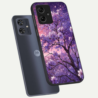  Blossom Tree phone case For Moto G54 showing premium glass back cover with detailed artwork